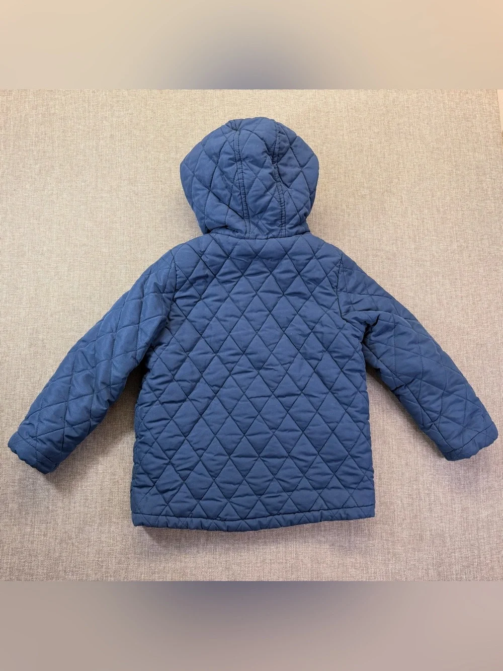 Perry Ellis Boys Navy Quilted Hooded Toggle Coat Size 6